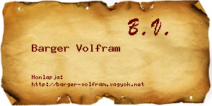 Barger Volfram névjegykártya